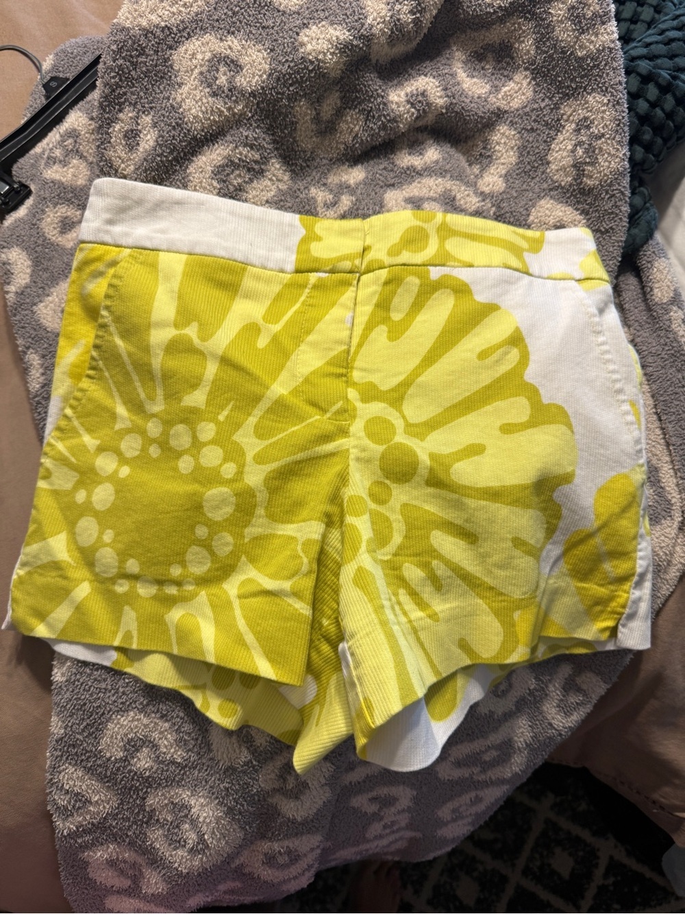 Trina Turk Yellow Floral High-Waist Shorts